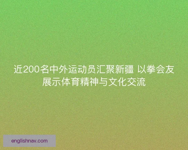 近200名中外运动员汇聚新疆 以拳会友展示体育精神与文化交流